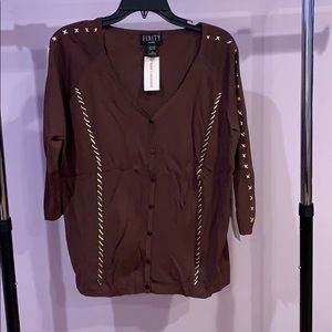 - Finity Woman Brown Cardigan NWT sku047